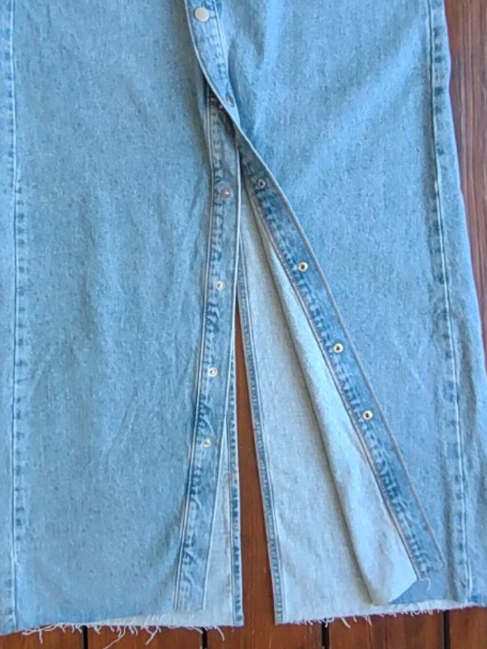 MANGO Denim Maxi Skirt Size Large Edgy Boho Timeless Minimalist Capsule Sleek - Picture 13 of 15